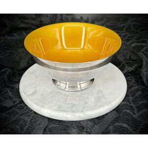vintage Reed & Barton silverplate Paul Revere bowl with a mustard yellow enamel